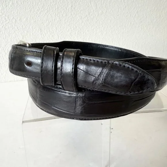 Rod Patrick Mens Western Belt Black Genuine Caiman Leather Size 44